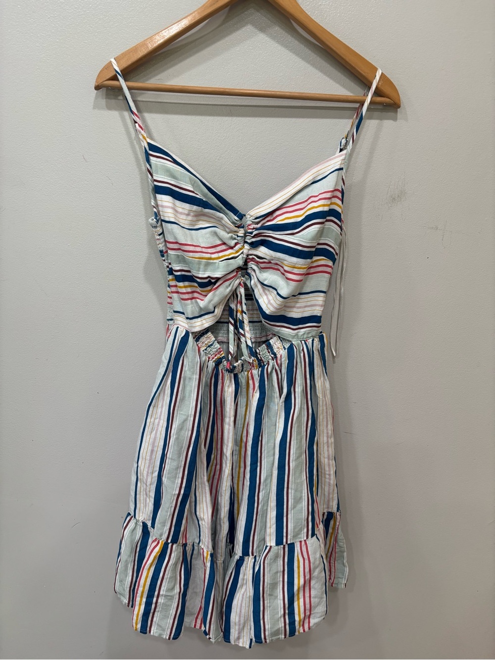 Anthropologie Keyhole Linen Blend Beachy Coastal Mini Dress Women’s Size Small